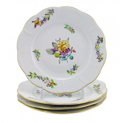 Hungarian Porcelain Herend Liechtenstein Grand Bread and Butter Plates Set of Four