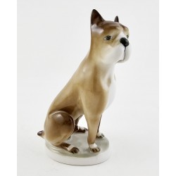 Vintage Zsolnay Sitting Boxer Dog Figurine