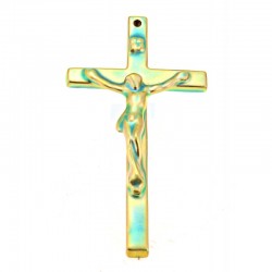 Small Zsolnay Green Eosin Crucifix Cross