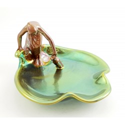 Zsolnay Iridescent Eosin Art Nouveau Figural Dish