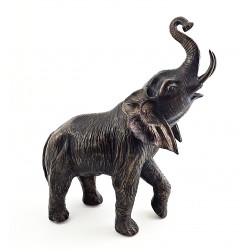 Solid Bronze Elephant Figurine 12-7/8 Inch Tall