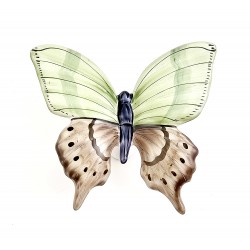 Hungarian Porcelain Butterfly Wall Decor - Green, Brown