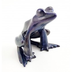 Small Zsolnay Iridescent Eosin Frog Figurine - Unique Color