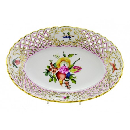 Hungarian Porcelain Herend Bouquet De Fruits Decor Dish