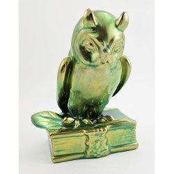 Zsolnay Eosin Owl Figurine on Book
